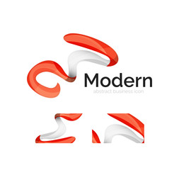 Vector abstract ribbon logo with business card identity design