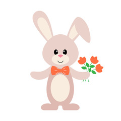 bunny with flower vector