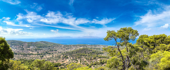 Panoramic landscape of Aegina island - obrazy, fototapety, plakaty