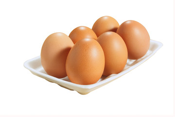 egg and foam on white background.