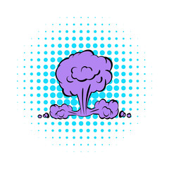 Nuclear explosion icon, comics style 