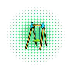 Playground swing icon, comics style 