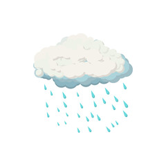 Cloud with rain drops icon, cartoon style 
