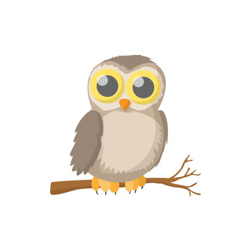 Owl icon, cartoon style