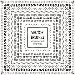 Vector Hand Drawn Balck Pattern Brushes, Borders, Frames