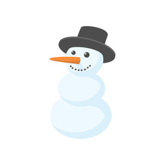 Snowman icon, cartoon style 