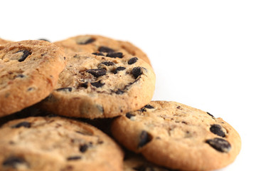 Cookies with chocolate chip isolated on white background.