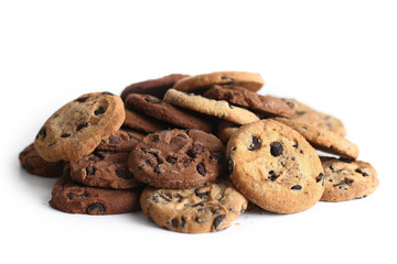 Cookies with chocolate chip isolated on white background.