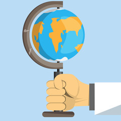 Hand with globe. Concept teacher profession vector image