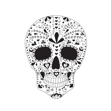 Skull with floral ornament.