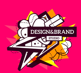 Vector illustration of colorful yellow and white abstract compos