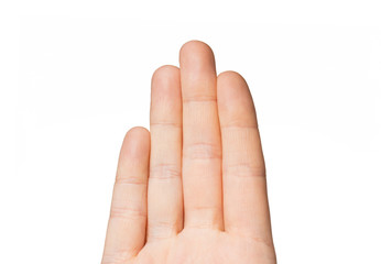 close up of hand showing four fingers