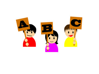This flat vector illustration depicts that kids are enjoying learning English