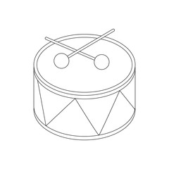 Toy drum icon, isometric 3d style