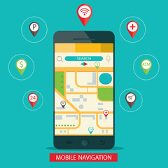Modern vector illustration of mobile navigation