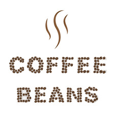 Coffee beans Type on white area background