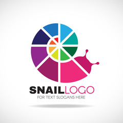 Circlie colorful rainbow snail logo vector design