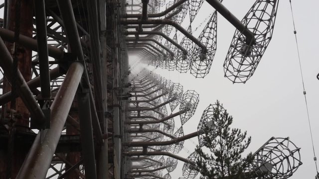 Soviet horizon radar station "Duga" in the Chernobyl exclusion zone. The consequences of the accident at the Chernobyl nuclear power plant.
