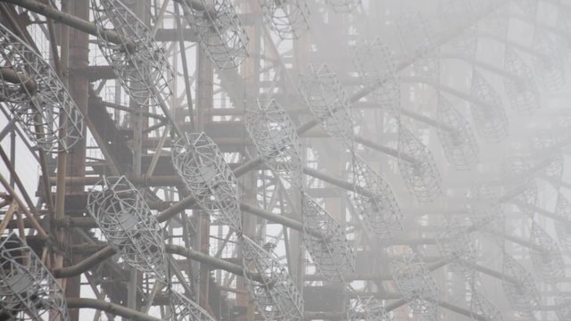 Soviet horizon radar station "Duga" in the Chernobyl exclusion zone. The consequences of the accident at the Chernobyl nuclear power plant.