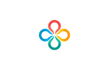 circle colorful star flower logo