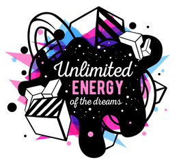 Vector illustration of colorful pink and blue abstract compositi