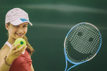 Kissenbezug Tennis - beautiful young girl tennis player (filtered) © Gorilla