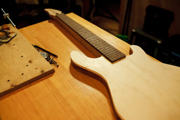 Billet of wood for bass guitar. Manufacture and repair musical instruments. 