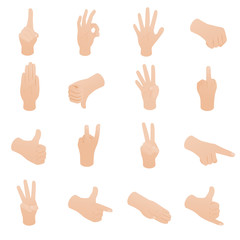 Hand set in isometric 3d style