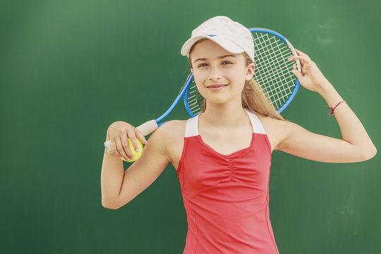 Tennis - beautiful young girl tennis player (filtered)
