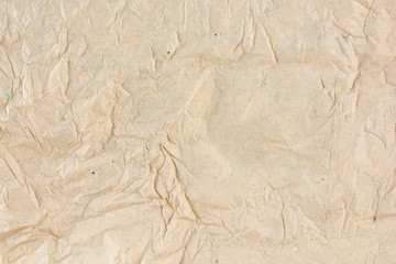 Close up of wrinkle paper texture - brown paper sheet.