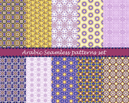 Arabian seamless vector pattern background set. Traditional ornament.