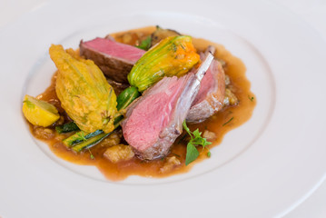 medium rare lamb chop