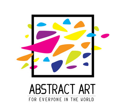 Vector illustration of simple black square frame with colorful s