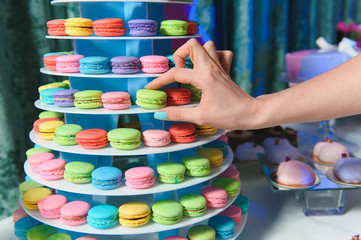 colorful macarons in a tower