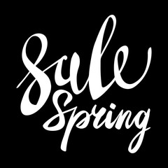Spring Sale Lettering Typography Design. Vector Spring Sale lettering logo. Hand drawn spring sale lettering banner. Vector isolated Spring typography design element. Big Spring Clearance