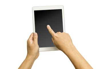 Hand and tablet