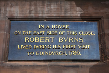 Fototapeta premium Robert Burns Plaque in Edinburgh, Scotland.