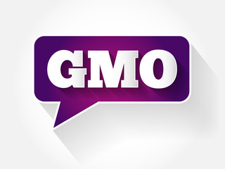 GMO sign text message bubble, flat food concept background