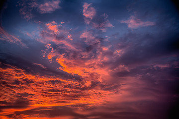 Fiery orange sunset sky