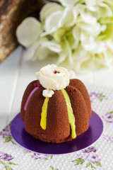 French mousse cakes with chocolate velour