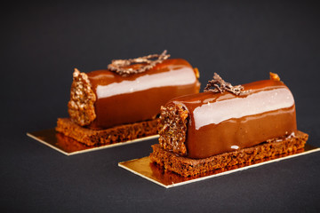 French pastry with chocolate glaze