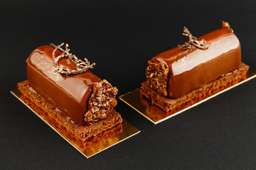 French pastry with chocolate glaze