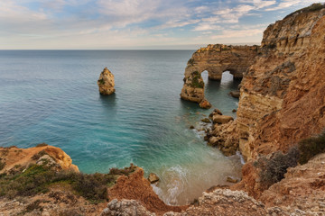 Fototapeta na wymiar Arch Beach Marinha, Portugal. 
