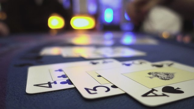 Black jack casino game - close up view on cards