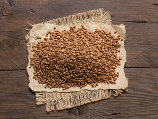 Buckwheat on a wooden table