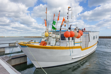 Fishing boat on octopuses in Portugal the dock.