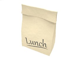 Lunch bag on white. 3D rendering.