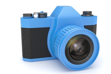 Retro camera isolated on white background. 3D rendering.
