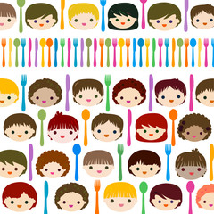 menu kids faces background