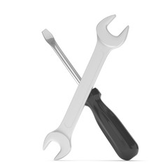 3D Illustration Wrench and screwdriver, service concept